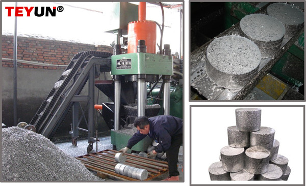 Briquette press machine using in the recycling industry